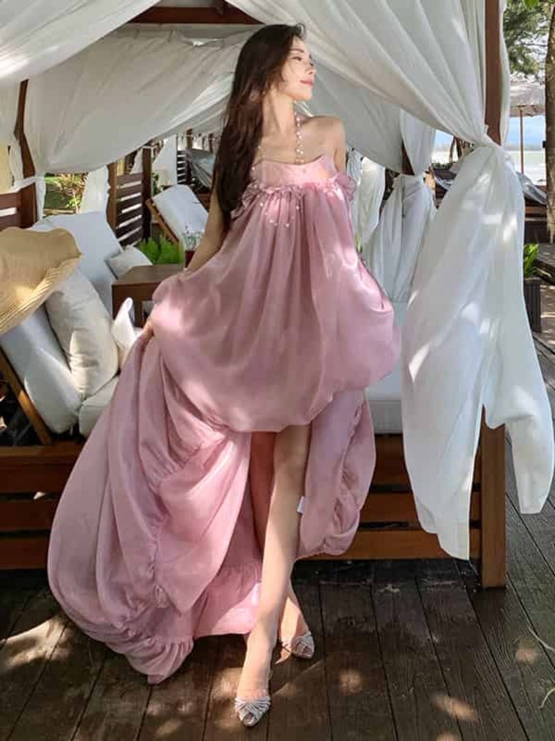 Dreamscape Lace Off Shoulder High Low Maxi Dress