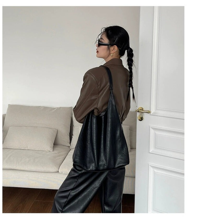 Slouchy Cowhide Shoulder Tote Bag