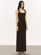 Scoop Neck Sleeveless Ribbed Knit Bodycon Maxi Dress