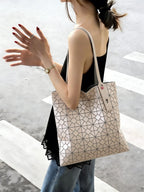 Geometric Pattern Structured Tote Bag for Daily Commuting