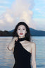 Black Asymmetric Scarf Halter Top
