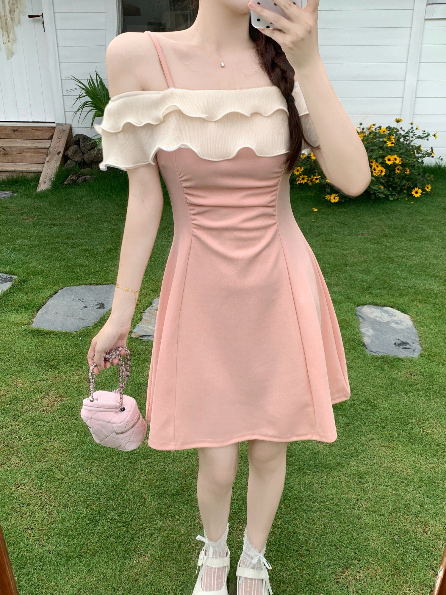 Ruffle Off-Shoulder A-Line Dress