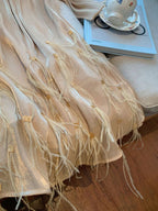 Champagne Halter Pleated Fringe A-Line Mini Dress