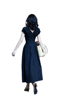 Pink/Black V Neck Ruffle Sleeve Midi Dress