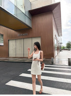 Square Neck 100% Linen Shift Mini Dress