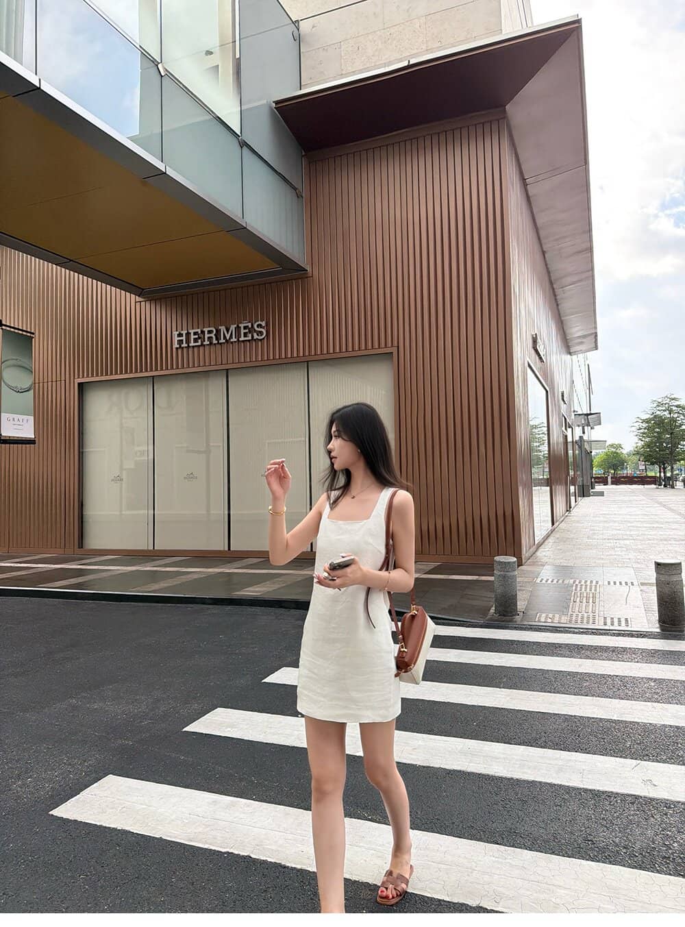 Square Neck 100% Linen Shift Mini Dress