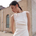 Black/White Sleeveless Boat Neck Slim Fit Mini Dress