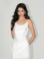 Cowl Neck Satin Slip Mini Dress with Adjustable Straps