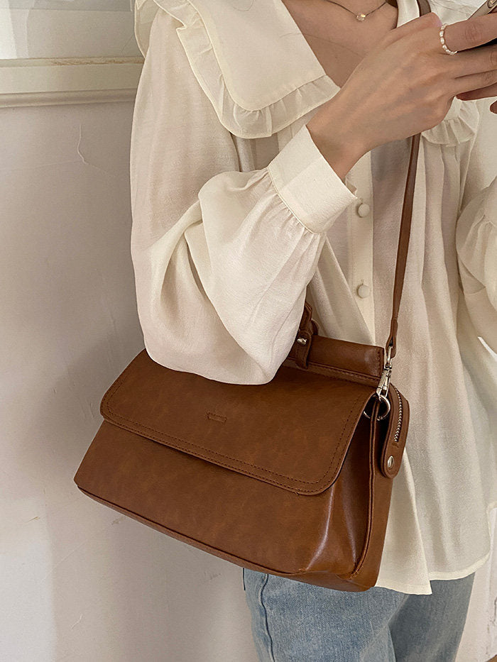 Vintage PU Satchel Handbag with Strap