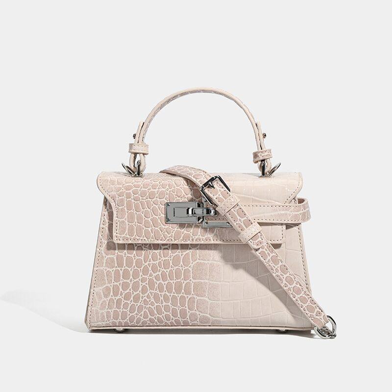 Croc-Embossed Mini Handbag with Detachable Strap