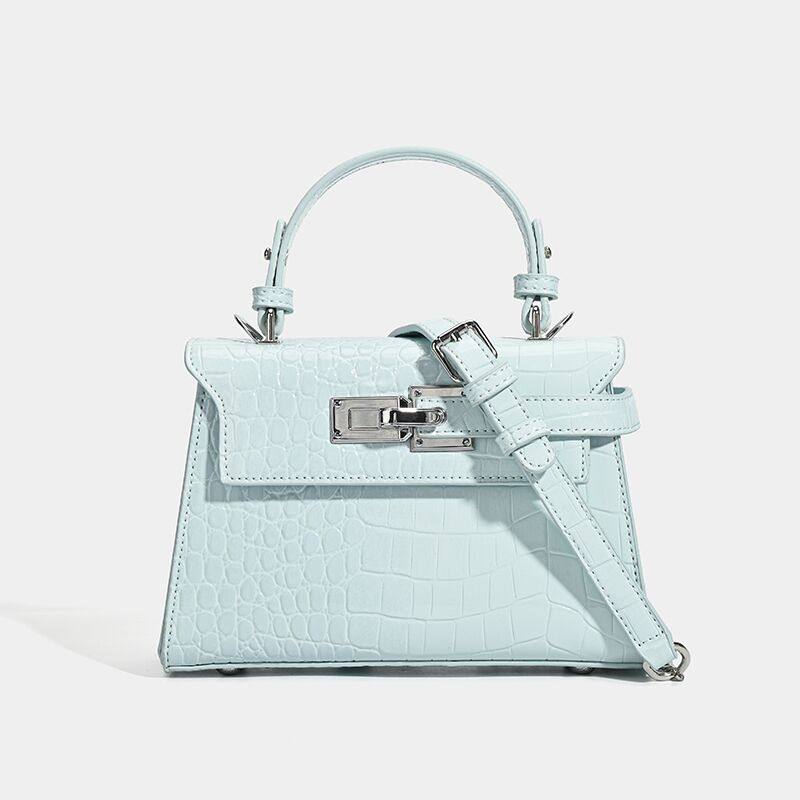 Croc-Embossed Mini Handbag with Detachable Strap