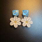 Blue Floral Drop Earrings