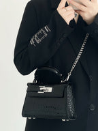 Croc-Embossed Mini Handbag with Detachable Strap