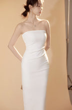 Ivory Strapless Ruched Bodycon Dress