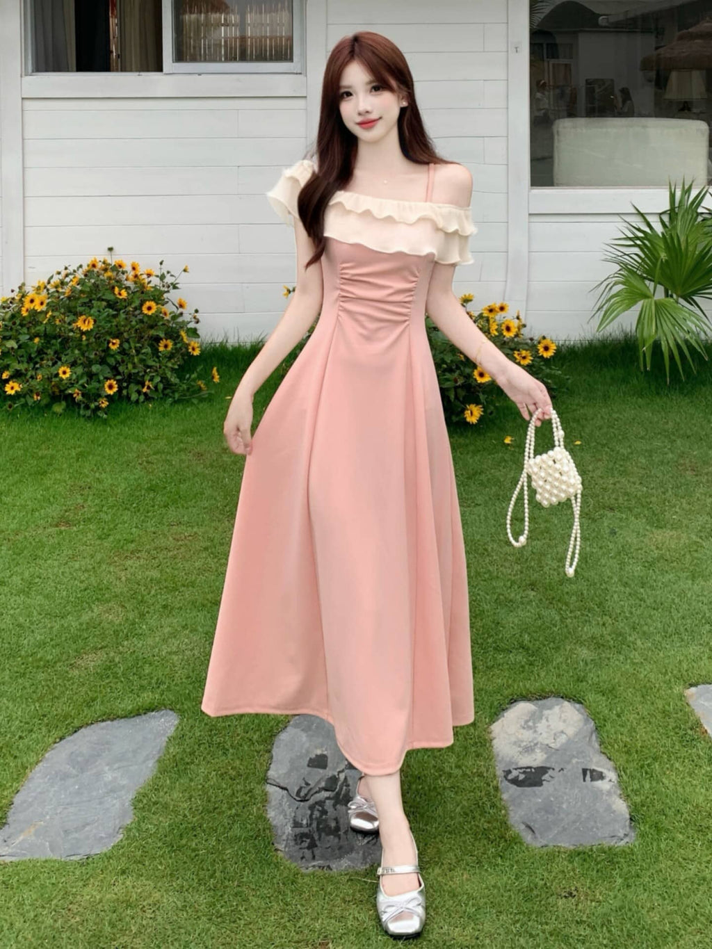 Ruffle Off-Shoulder A-Line Dress