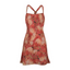 Red Floral Halter Open Back Vacation Dress