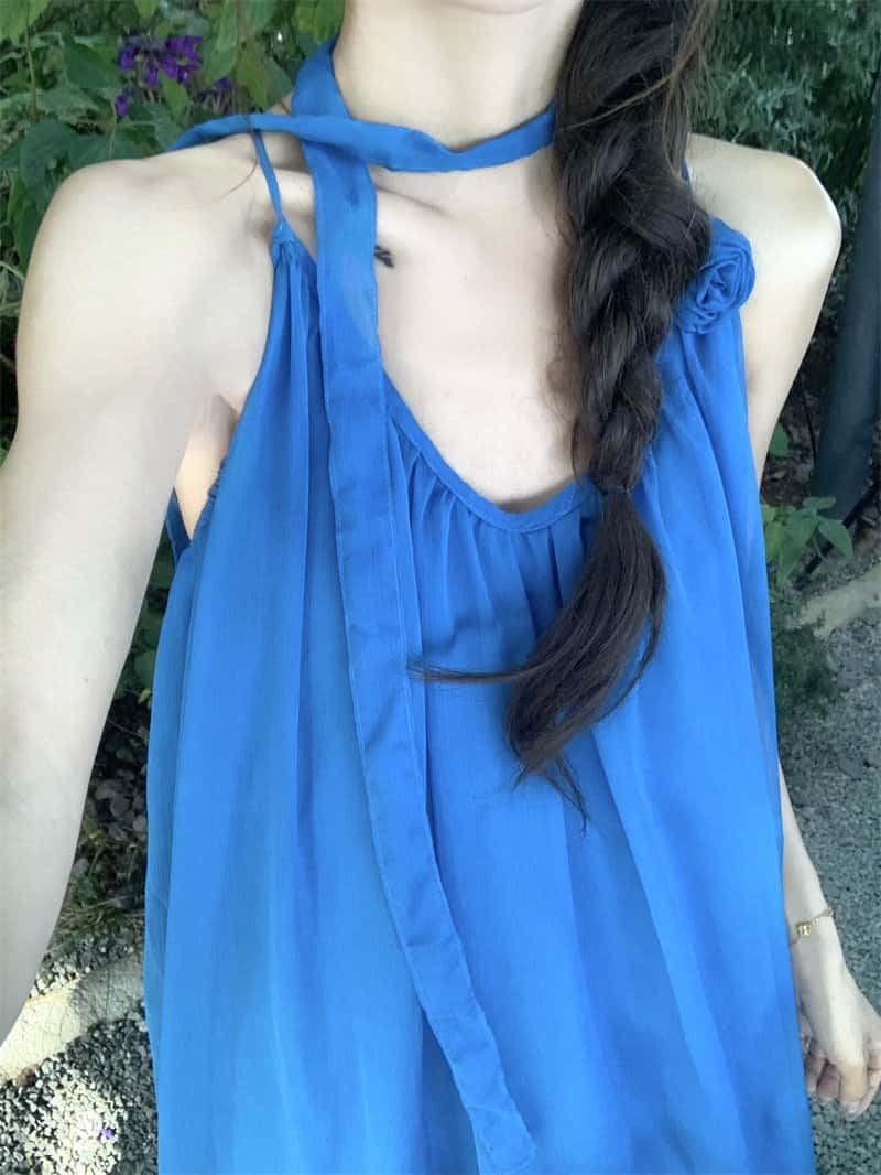 Plus Size Halter Neck Sheer A-Line Maxi Dress