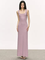 Scoop Neck Sleeveless Ribbed Knit Bodycon Maxi Dress