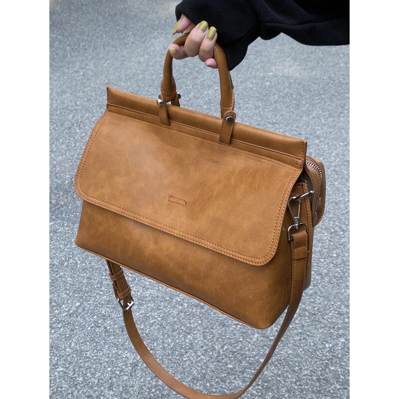 Vintage PU Satchel Handbag with Strap