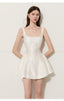 White Square Neck A-Line Mini Dress