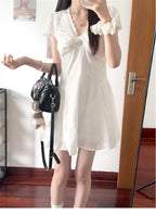 Cotton Eyelet V-Neck Mini Dress