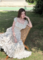 Off-Shoulder Polka Dot Tiered Maxi Dress