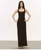 Scoop Neck Sleeveless Ribbed Knit Bodycon Maxi Dress