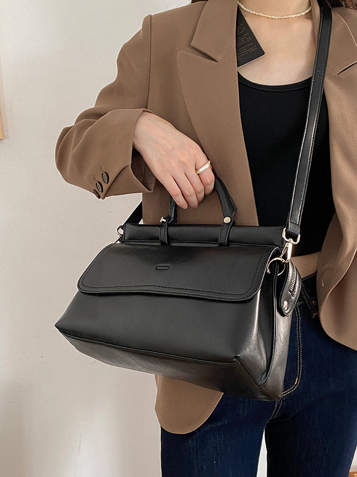 Vintage PU Satchel Handbag with Strap