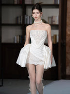 Ivory Strapless Lace Corset Mini Dress