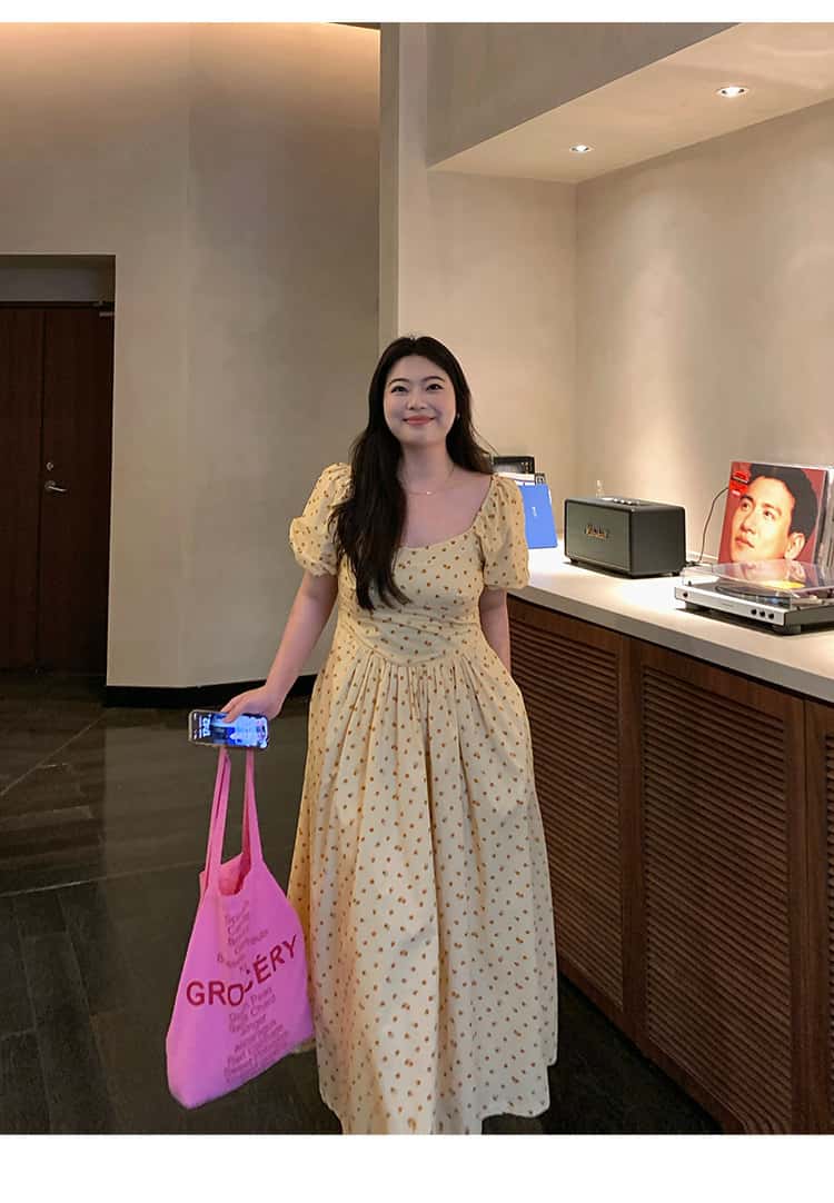 Yellow Floral Off Shoulder Puff Sleeve A-Line Maxi Dress