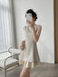 Linen Blend Ruffle Hem Mini Dress
