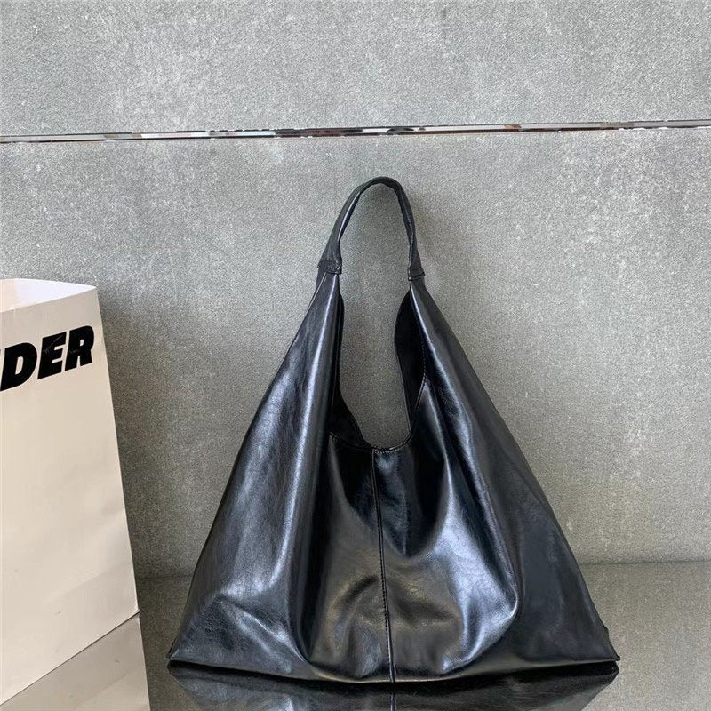 Slouchy Oversized PU Leather Shoulder Tote Bag