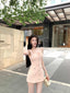 Blush Pink Chic Textured Square Neck Mini Dress
