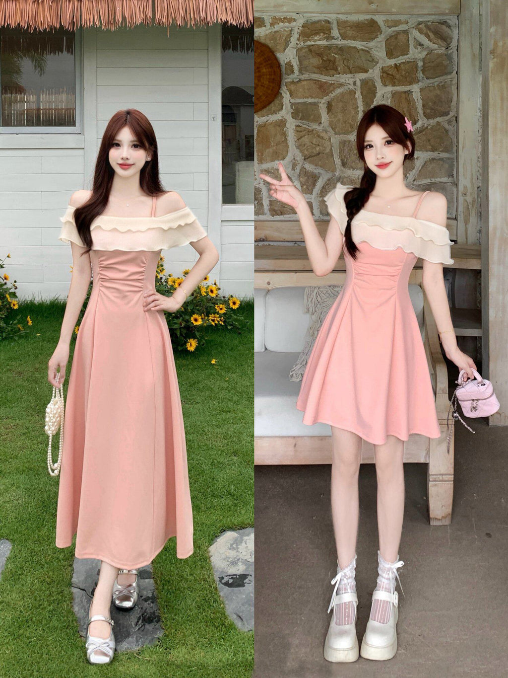 Ruffle Off-Shoulder A-Line Dress