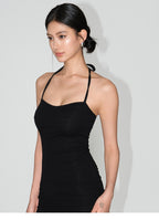 Padded Halter Neck Ruched Bodycon Mini Dress