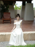 White Convertible Ruffle Off Shoulder A-Line Maxi Dress