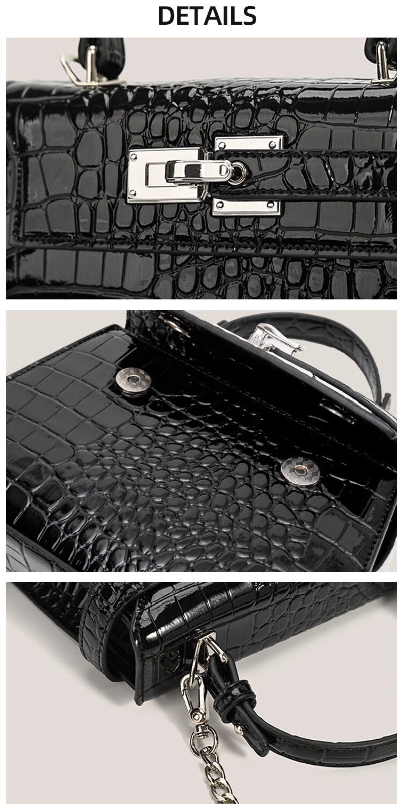Croc-Embossed Mini Handbag with Detachable Strap