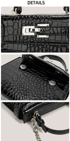 Croc-Embossed Mini Handbag with Detachable Strap