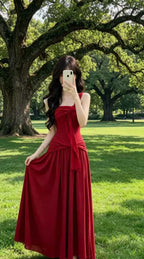 Scarlet Romance Bow Front Strapless Maxi Dress