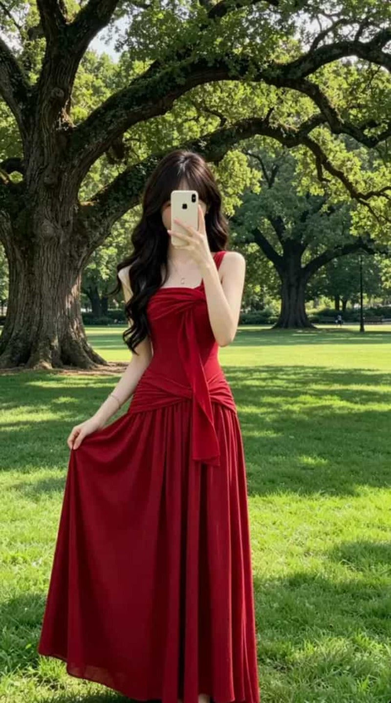 Scarlet Romance Bow Front Strapless Maxi Dress