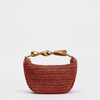 Raffia-Effect Woven Mini Bag with Metal Handle