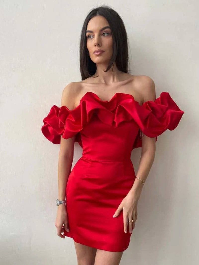 Off Shoulder Ruffle Sleeve Bodycon Mini Dress Secondary image