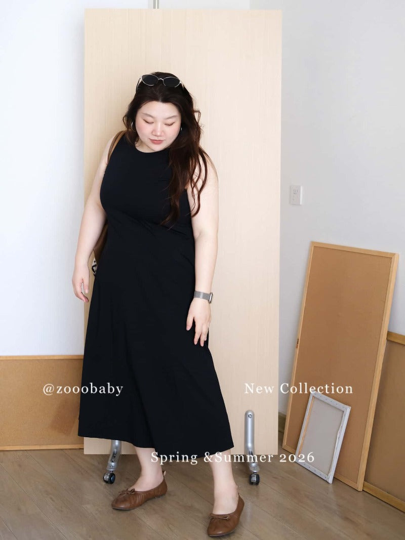 Plus Size Sleeveless High Waist A-Line Maxi Dress