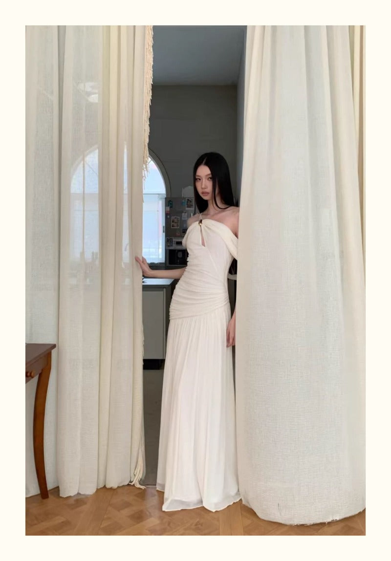 One Shoulder Ruched Maxi Dress