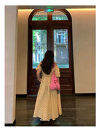 Yellow Floral Off Shoulder Puff Sleeve A-Line Maxi Dress