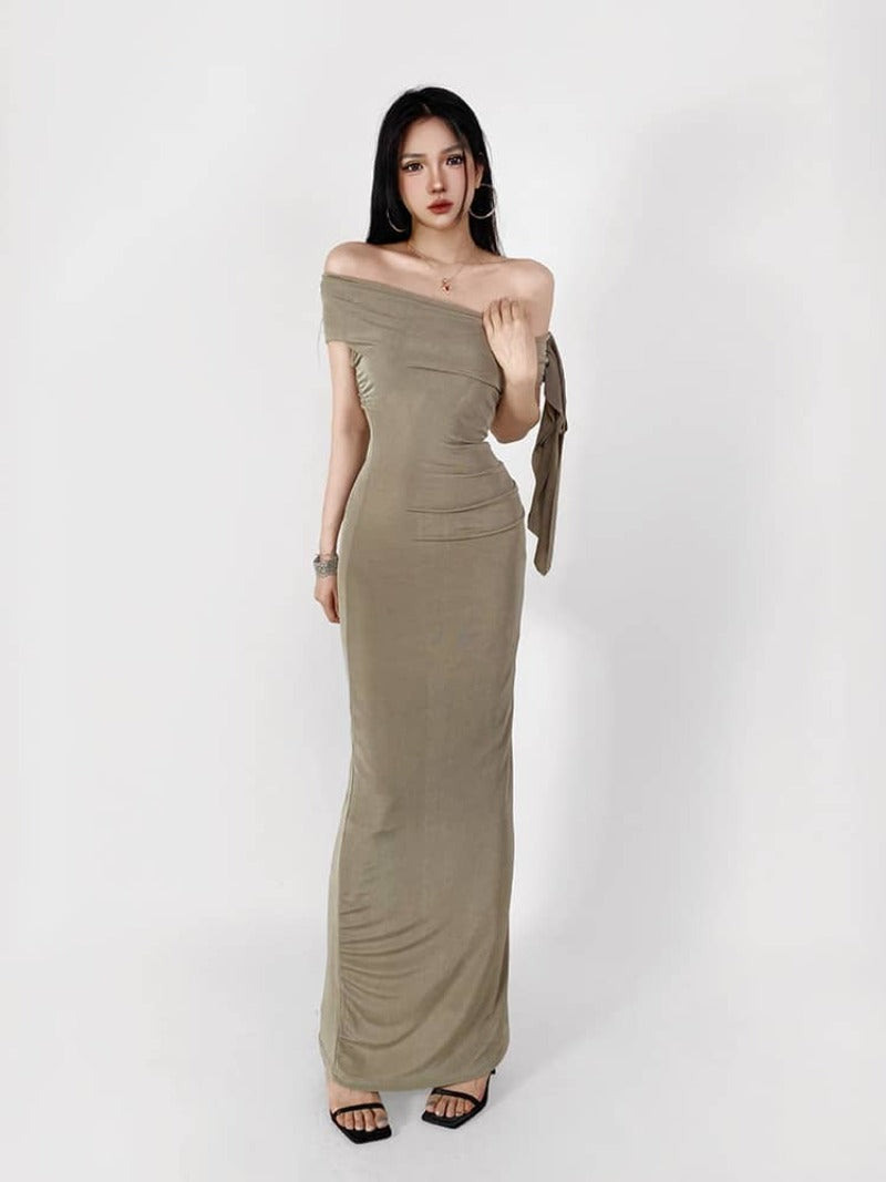 Sultry Asymmetric Draped One Shoulder Bodycon Dress