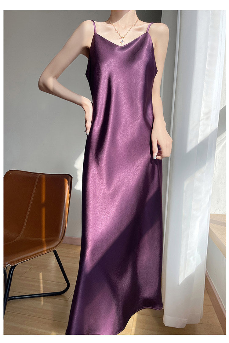 Satin V-Neck Cami Maxi Dress
