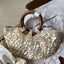 Ivory Shell Detail Evening Bag with Ring Handle