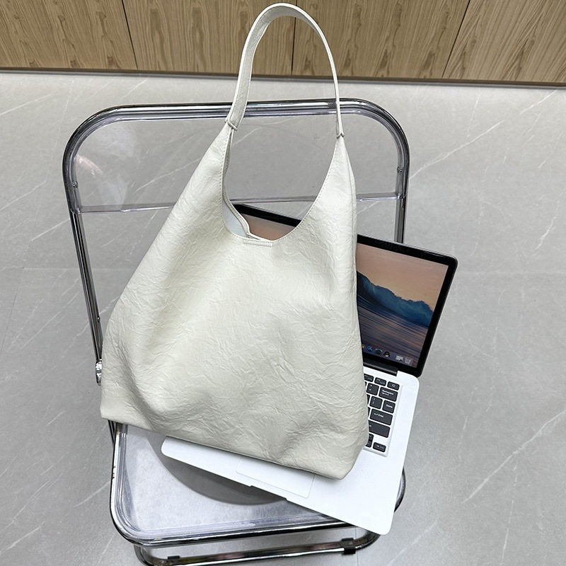Slouchy Cowhide Shoulder Tote Bag