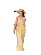 Sunwashed Yellow Draped Slip Maxi Dress